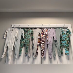 Lot of 8 - Bamboo Footies - Bums & Roses, Larkspur, Carters - Size 6-9